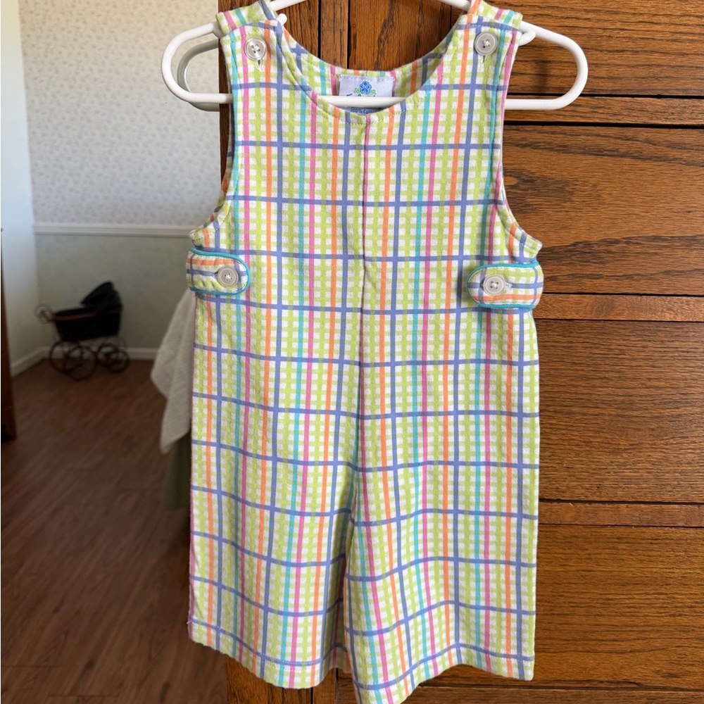 Plaid 18 Month Boy Short Romper With Side Tabs